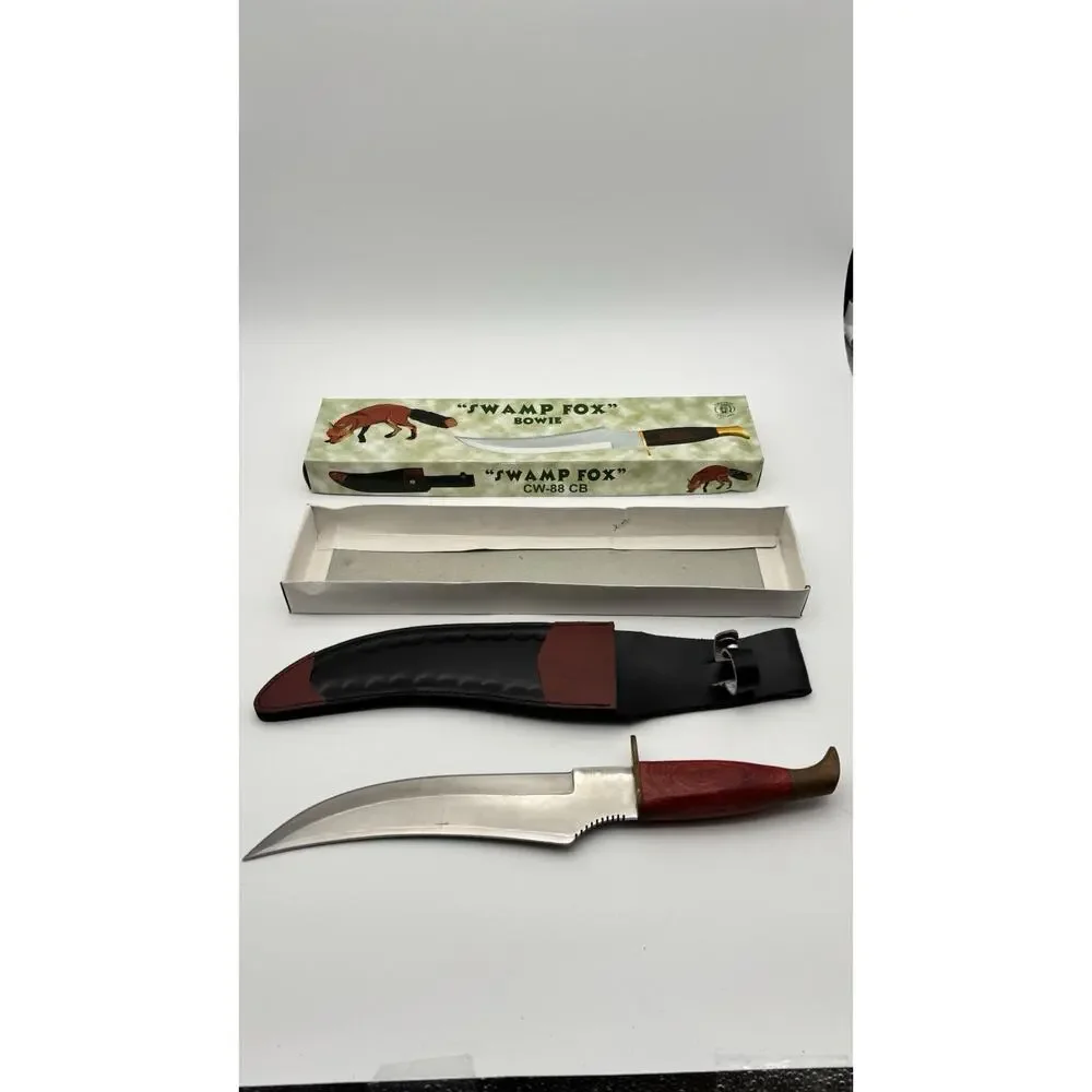 Swamp Fox 15.5” Bowie Knife Wood Handle NIB W/sheath VG Condition. Cool Look.